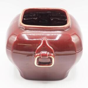 Royal Haeger Maroon Porcelain Vase Decorative Handle